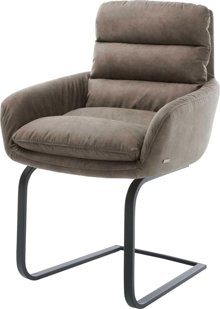 Freischwinger Abelia-Flex mit Armlehnen Mikrofaser Taupe Vintage Freischwinger flach Schwarz Bild 1