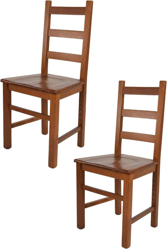 t m c s Tommychairs - 2er Set Stühle Rustica für Küche und Esszimmer, Robuste Struktur aus Buchenholz, in der Farbe Helles Nussbraun lackiert und Sitzfläche aus Holz Bild 1