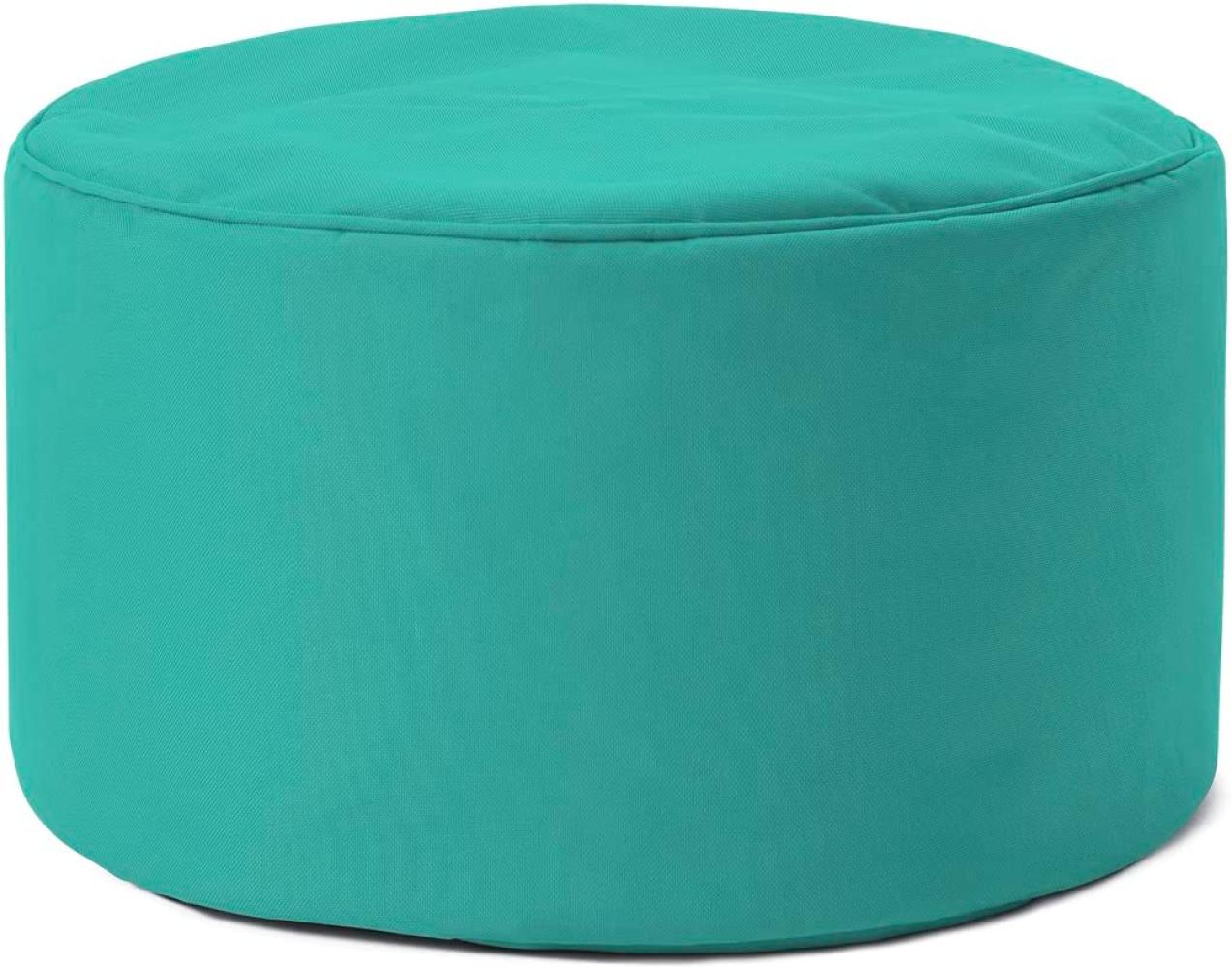 Lumaland Indoor Outdoor Sitzhocker 25 x 45 cm - Wasserabweisend - Pflegeleicht - Runder Sitzpouf, Sitzsack Hocker, Sitzkissen, Bean Bag Pouf - ideal für Kinder und Erwachsene - Türkis Bild 1