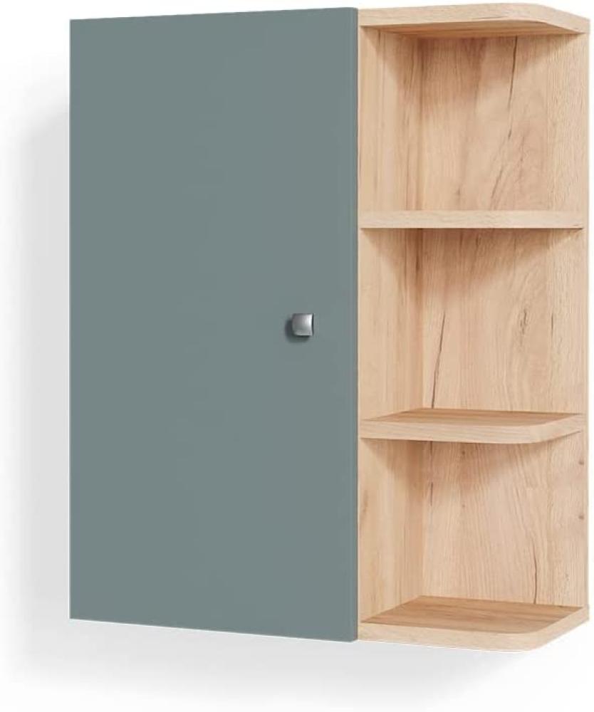 Vicco Hängeschrank Badschrank Badezimmerschrank Fynn Eiche Grün Ablagen Regal Bild 1