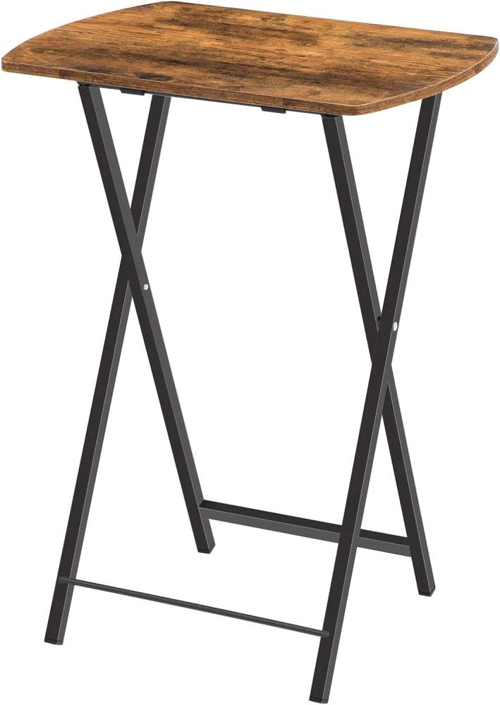 HOOBRO Beistelltisch Klappbar, Kleiner Sofatisch, Tablett Tisch, Kaffeetisch TV Tray im Industriestil, Serviertisch Snack Tisch für kleinen Raum, einfach montierbar, stabiles, Dunkelbraun EBF17BZ01 Bild 1