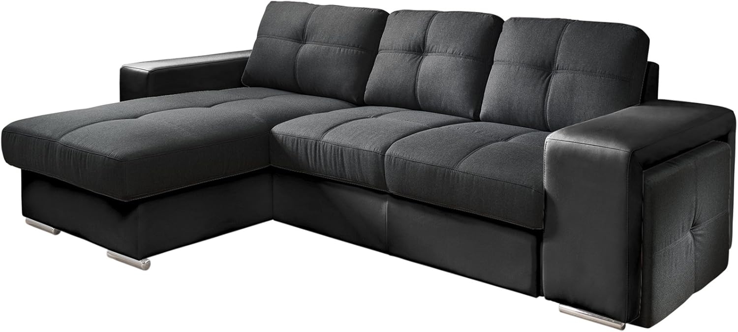 Cotta C209661 C310/H360 Polsterecke mit Schlaffunktion und Bettkasten, 157x278 cm, Kunstleder und Strukturstoff im schwarz Bild 1