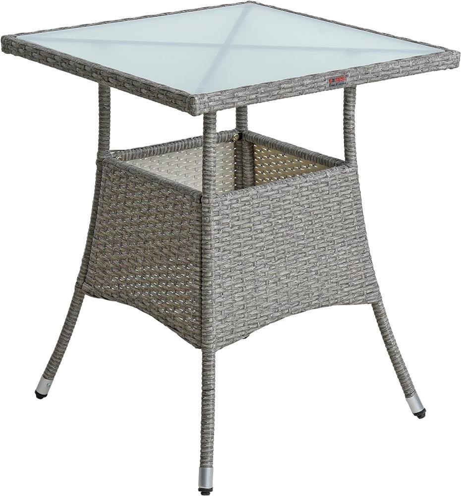 Polyrattan Balkontisch Rattan Tisch Beistelltisch Gartentisch 60 cm Grau-Mix Bild 1