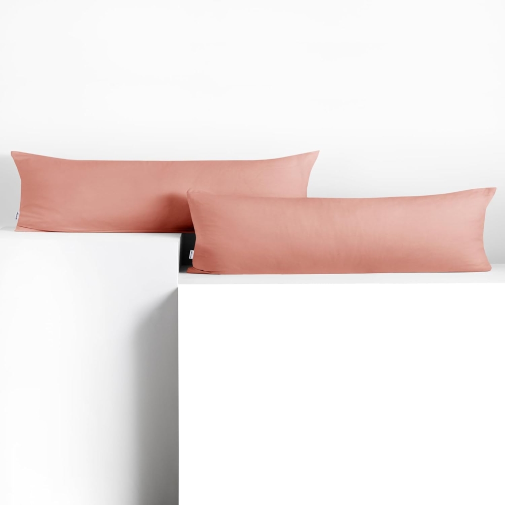 DecoKing 2 Kissenbezüge 20x145 cm Jersey 100% gekämmte Baumwolle Reißverschluss Lachs Amber Bild 1