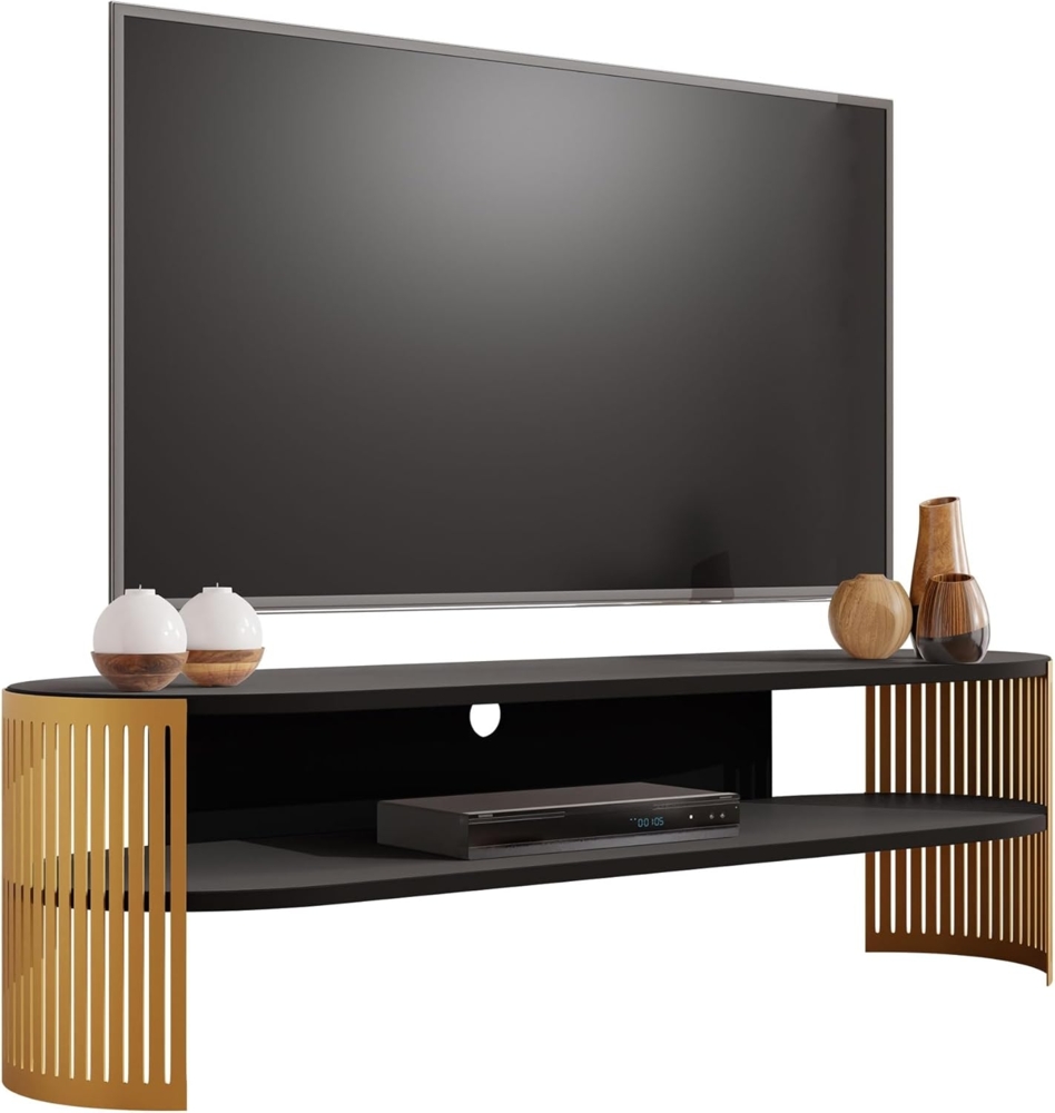 TV-Lowboard Fahugin Oval Gold (Farbe: Gold / Schwarz Molet) Bild 1