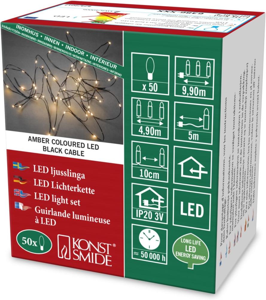Konstsmide 6386-800 50 Lampen LED Bernstein Indoor Schwarz 9 9 m Bild 1