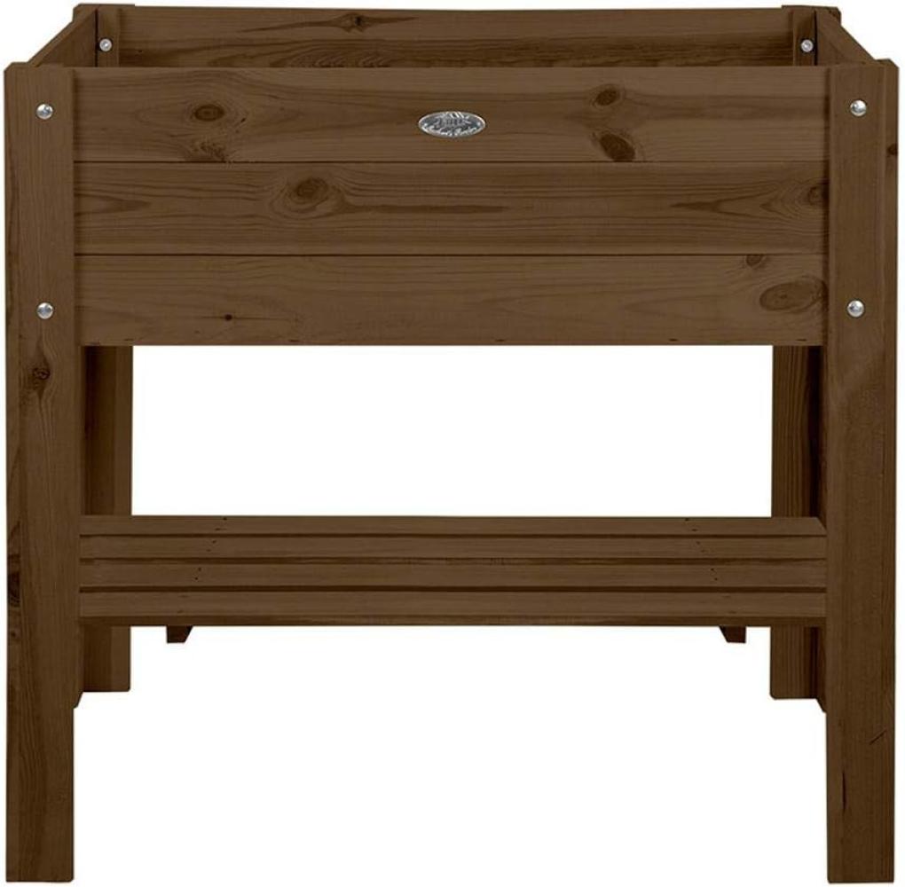 Rivanto® Hochbeet Braun aus Kiefernholz, Größe L, Fuß Größe S, 37x80 x H 78 cm, 133 Liter Volumen, mit Ablagefläche Bild 1