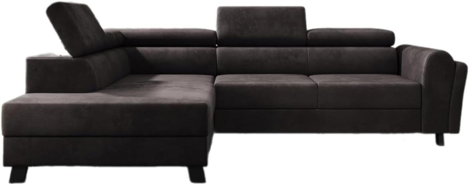 Designer Sofa Kira mit Schlaf- und Klappfunktion Samt Dunkelbraun Links Bild 1