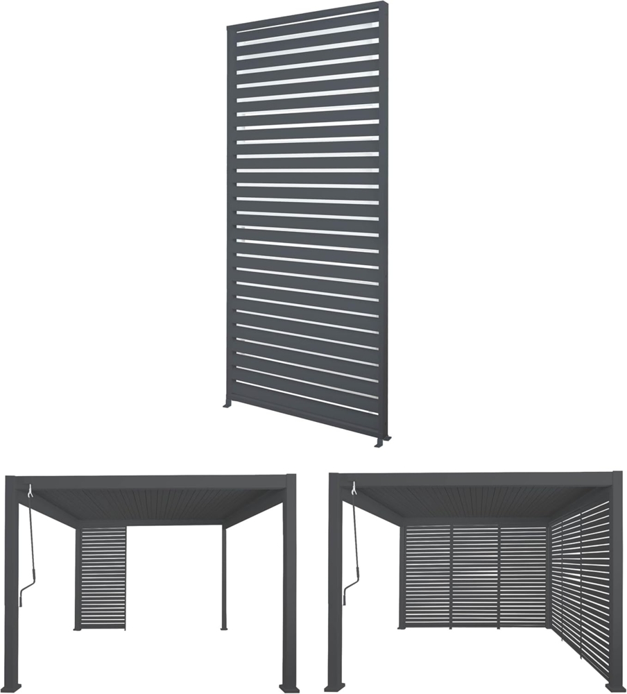 Aluminium Lamellenwand für Pergola HWC-N94 3x3m, Lamellenpaneel Modul Seitenwand Sichtschutz, 213x94cm ~ anthrazit Bild 1