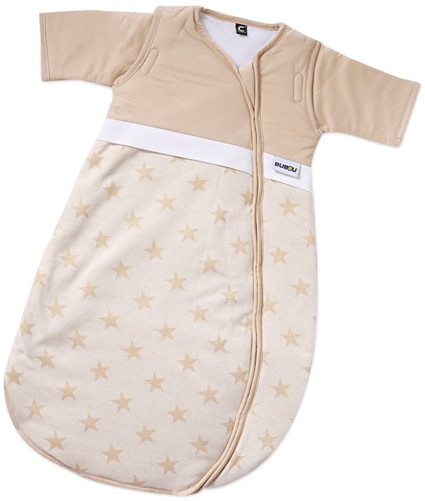 Gesslein 772199 Bubou Babyschlafsack mit abnehmbaren Ärmeln: Temperaturregulierender Ganzjahreschlafsack, Baby/Kinder Größe 90 cm, Sterne beige Bild 1