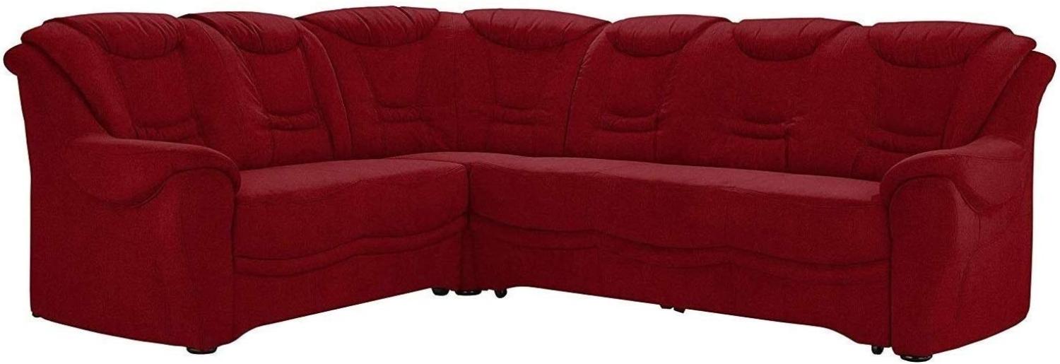 Cavadore Ecksofa Bansa mit Federkern / Polstercouch im klassischen Design / inkl. Bettfunktion / 265 x 94 x 215 / Mikrofaser Dunkelrot Bild 1