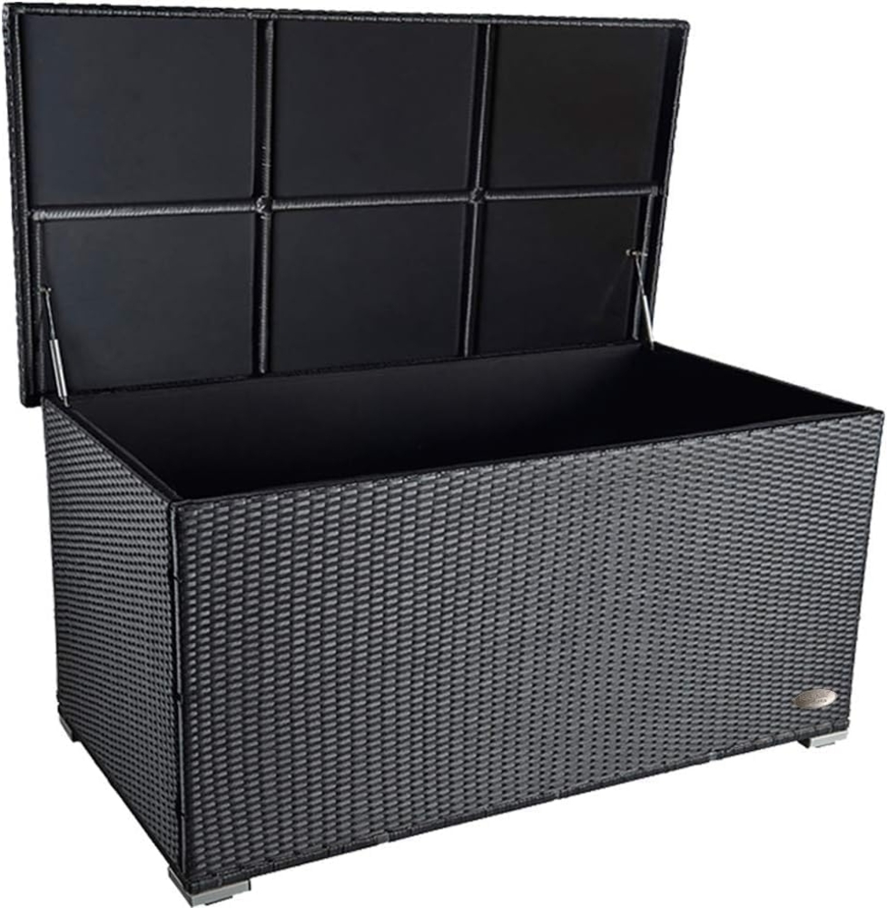 XXL Kissenbox ca. 950L auch als Tisch nutzbar mit doppel Hubautomatik u. Innenverkleidung, Farbe Schwarz Bild 1