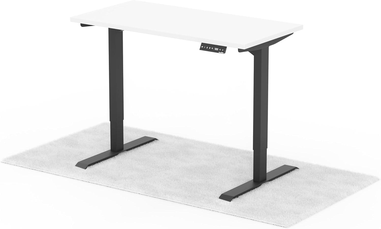 elektrisch höhenverstellbarer Schreibtisch LAPTOP 120x60 cm - Gestell Schwarz, Platte Weiss Bild 1