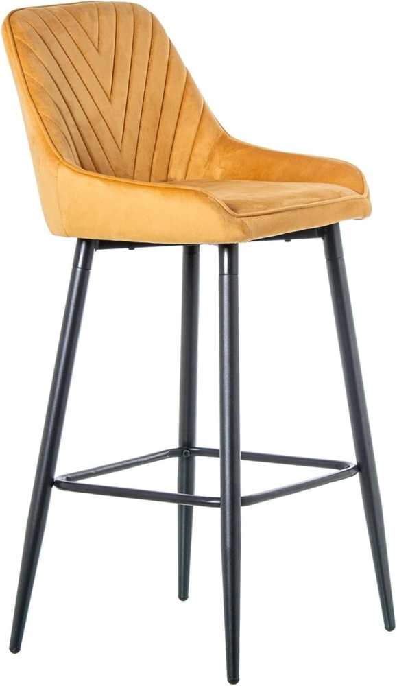 DRW Set mit 4 Hockern aus Metall und Samt in Senf und Schwarz, 45 x 56 x 102 cm Bild 1