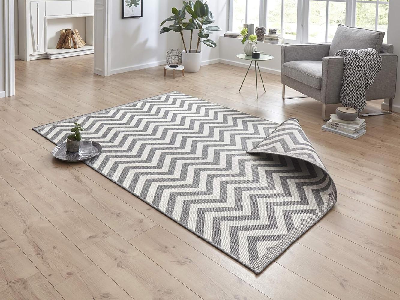 In- & Outdoor Wendeteppich Palma Grau Creme - 160x230x0,5cm Bild 1