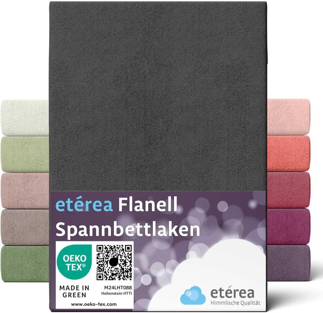 etérea Flanell Spannbettlaken Schwarz 90x200 - 100x200 cm Bild 1