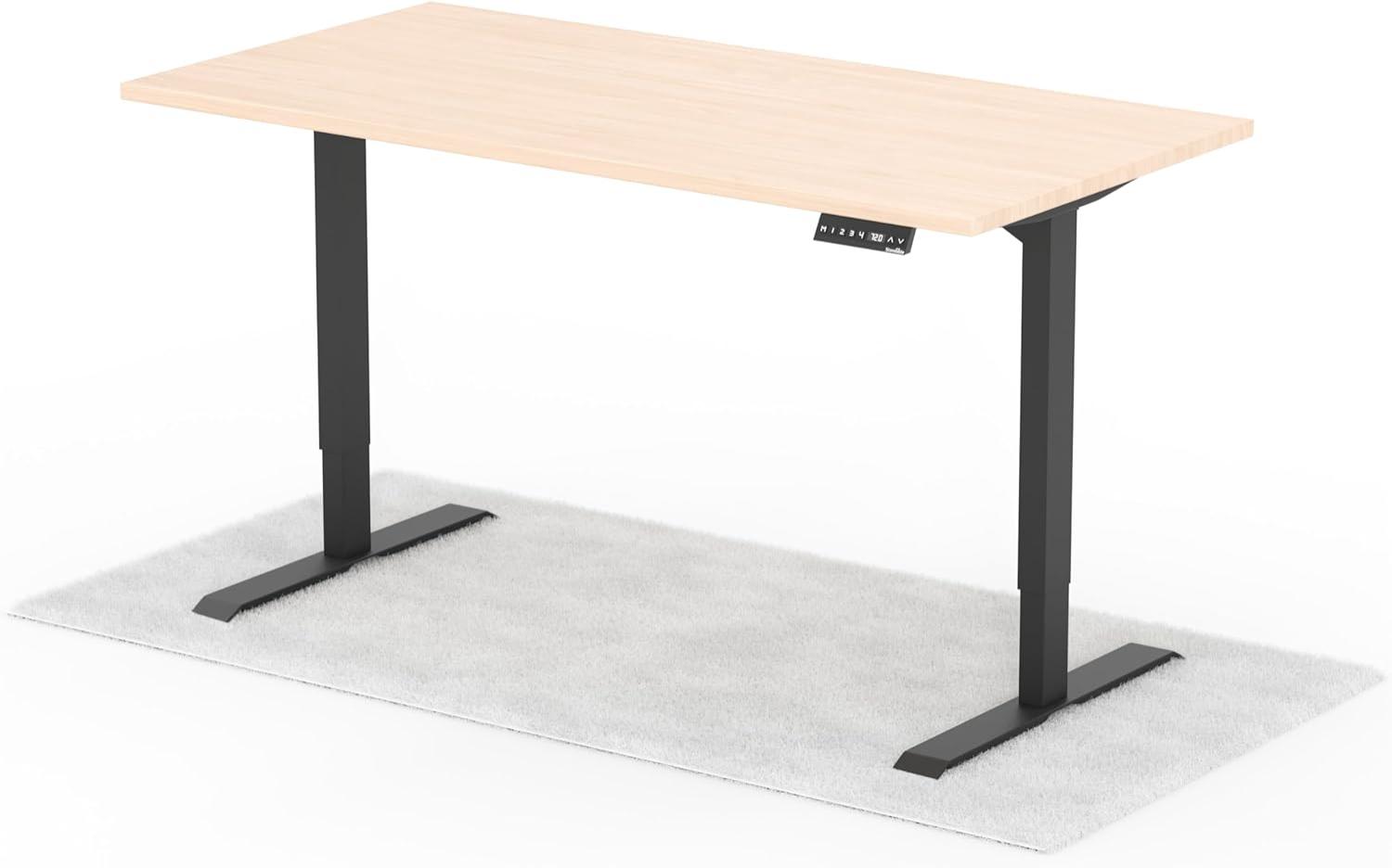 elektrisch höhenverstellbarer Schreibtisch DESK 160 x 80 cm - Gestell Schwarz, Platte Eiche Bild 1