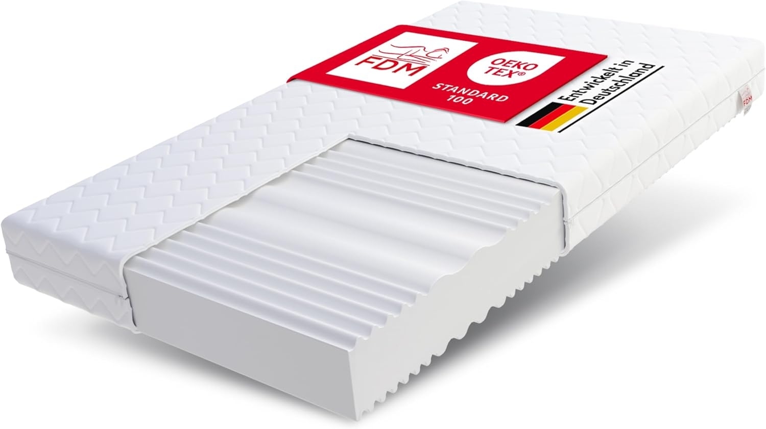 FDM Matratze 100x200 cm Härtegrad H3 H4 Höhe 14 cm Kaltschaummatratze Doppelseitige Rollmatratze HR-Schaum 7 Komfortzonen mit Hypoallergenem Waschbarem Jersey Bezug Oeko-Tex Verdura Max Bild 1