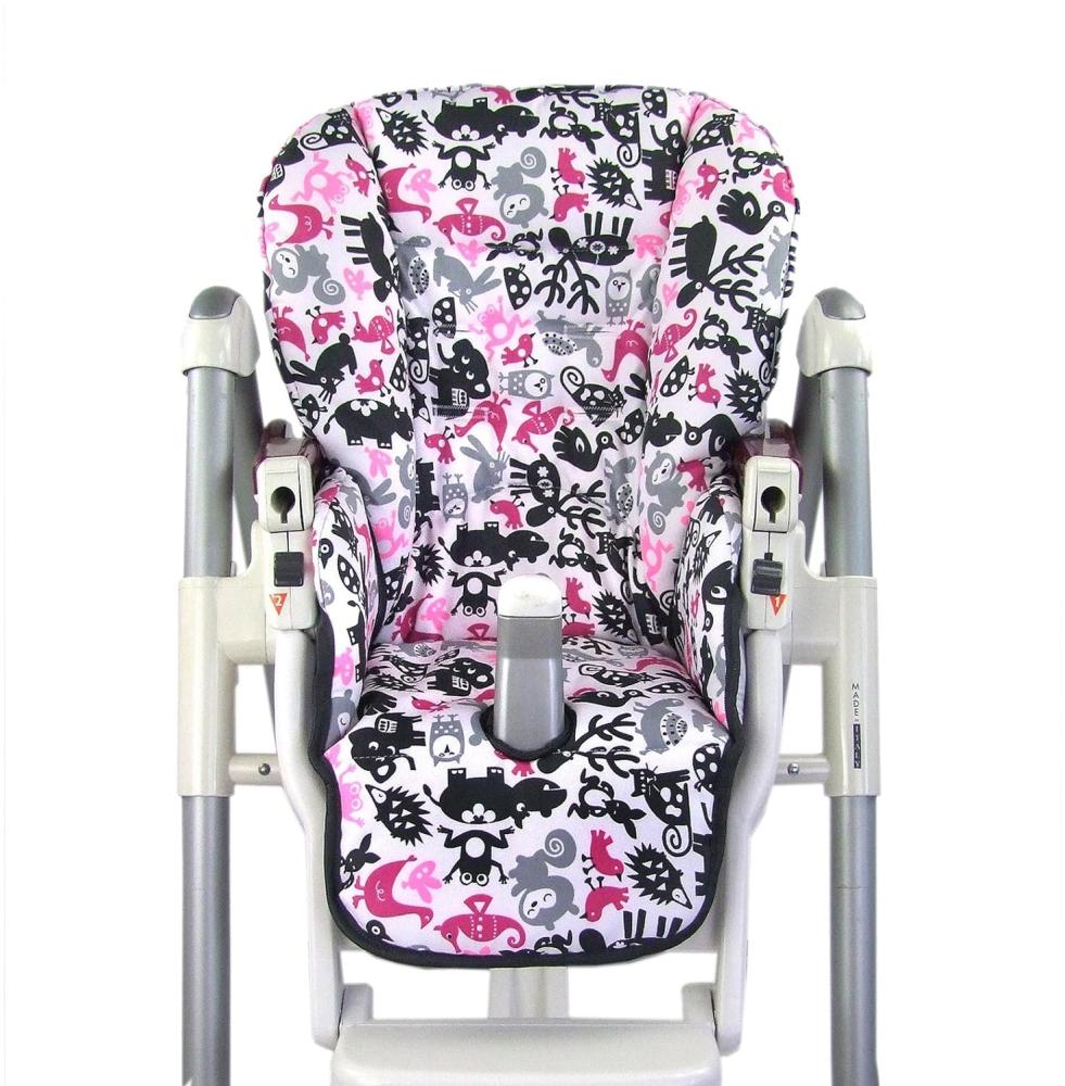 Babys-Dreams Sitzkissen Ersatzbezug für Peg Perego Prima Pappa Diner *20 FARBEN* NEU (Tiere Pink/Schwarz) XX Bild 1