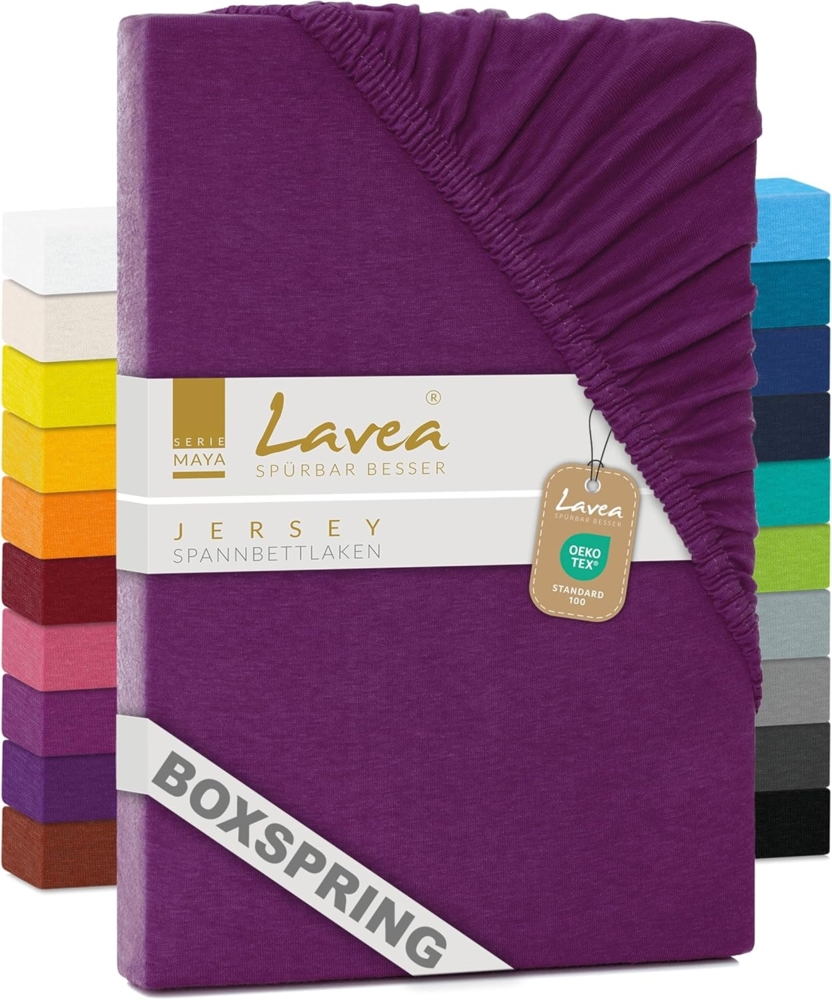 Lavea Spannbettlaken Maya, in Gr. 60x140, 90x200, 120x200, 140x200, 180x200 oder 200x220 cm, Baumwolle, Gummizug: rundum, (1 Stück), Jersey Spannbetttuch für Topper, Boxspring- und Wasserbetten Bild 1