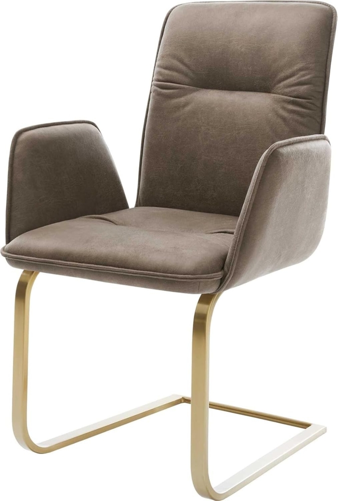 Freischwinger Vinja-Flex Mikrofaser Taupe Vintage Freischwinger flach Gold Bild 1
