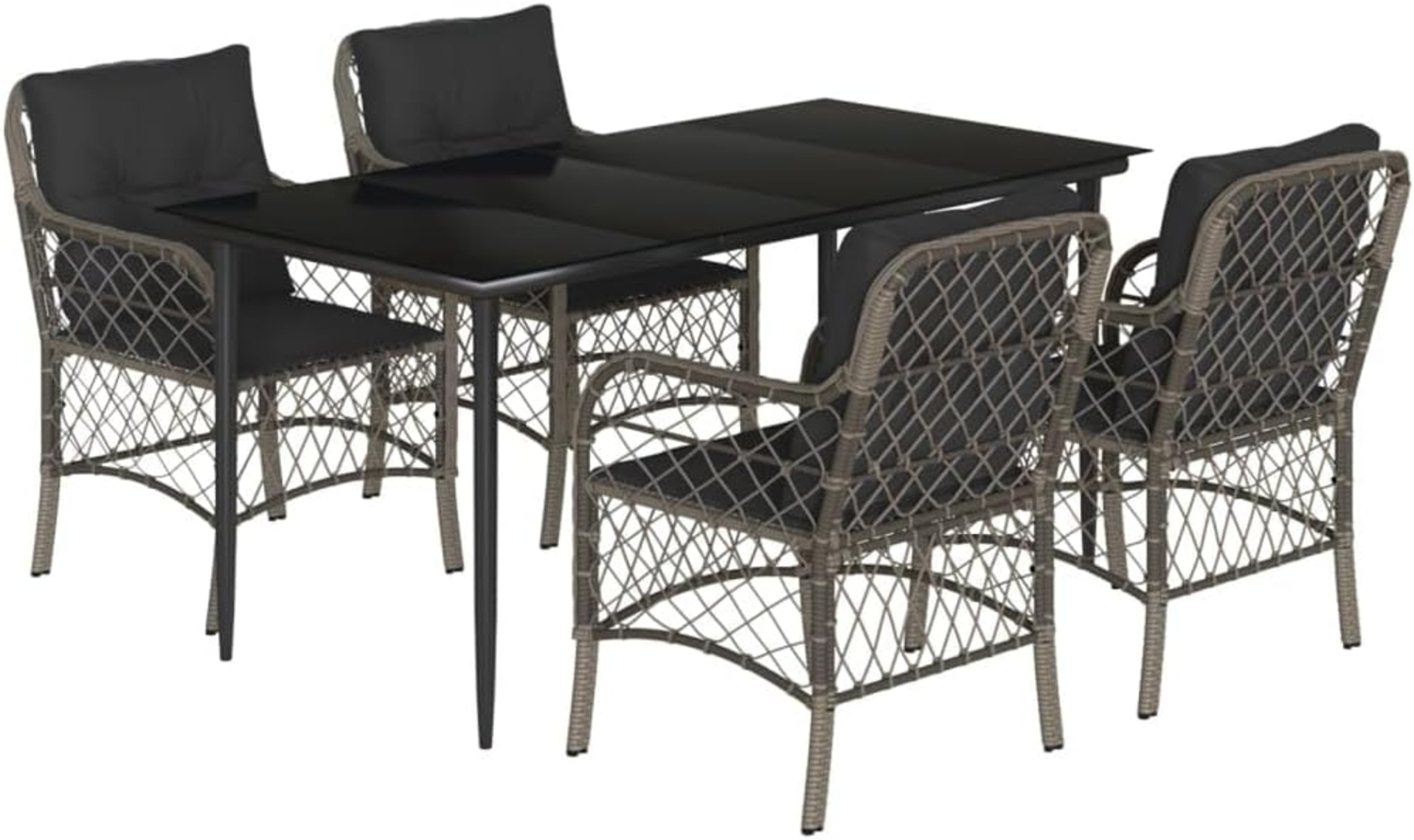 vidaXL 5-tlg. Garten-Essgruppe mit Kissen Grau Poly Rattan 3212127 Bild 1