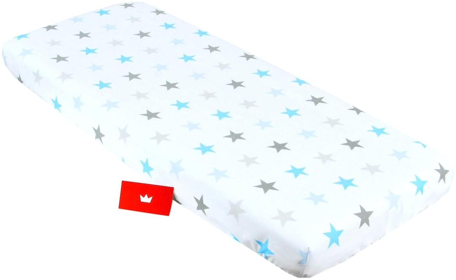 BABYLUX Spannbettlaken 40 x 90 Bettlaken Spannbetttuch Betttuch Baumwolle Wiege 40x90 kinderwagen (94. Sterne Blau) Bild 1