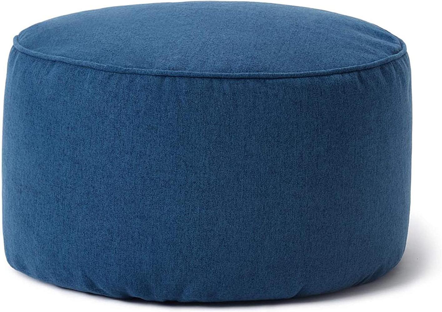 Lumaland Comfort Line Sitzsack-Hocker 25 x 45 cm - Indoor - mit extra starken Nähten, pflegeleicht - Runder Sitzpouf, Bodenkissen Bean Bag Pouf - Dunkelblau Bild 1