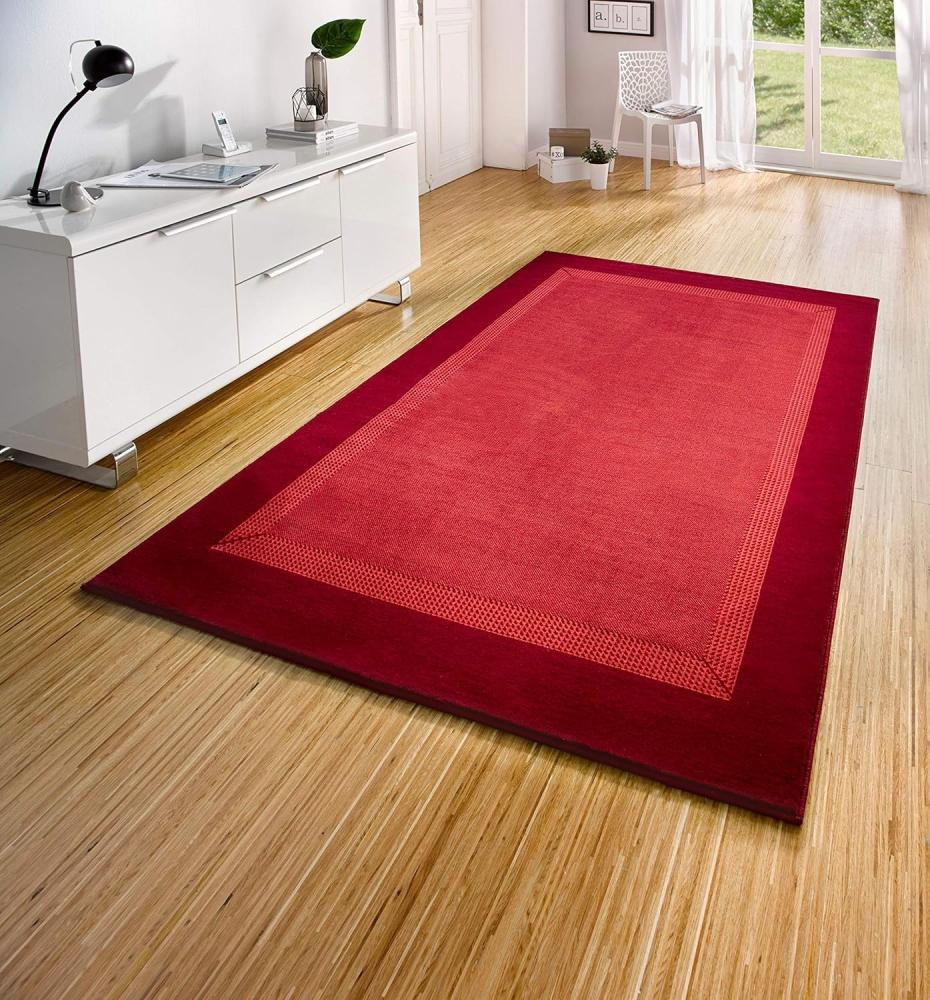 Kurzflor Teppich Läufer Band Rot - 80x300x0,9cm Bild 1