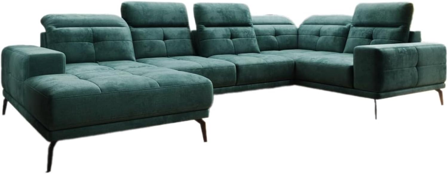 Designer Sofa Nerio mit verstellbarer Kopf- und Rückenlehne Samt Grün Links Bild 1