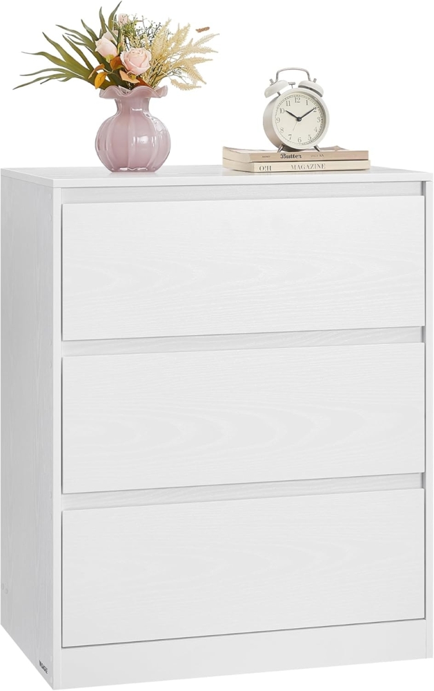 VASAGLE Kommode mit 3 Schubladen, Komodenschrank, Schubladenschrank, Wäschekommode, für Schlafzimmer, 40 x 60 x 75 cm, Modern Kailyn Kollektion, schneeweiß LTS613WE01 Bild 1