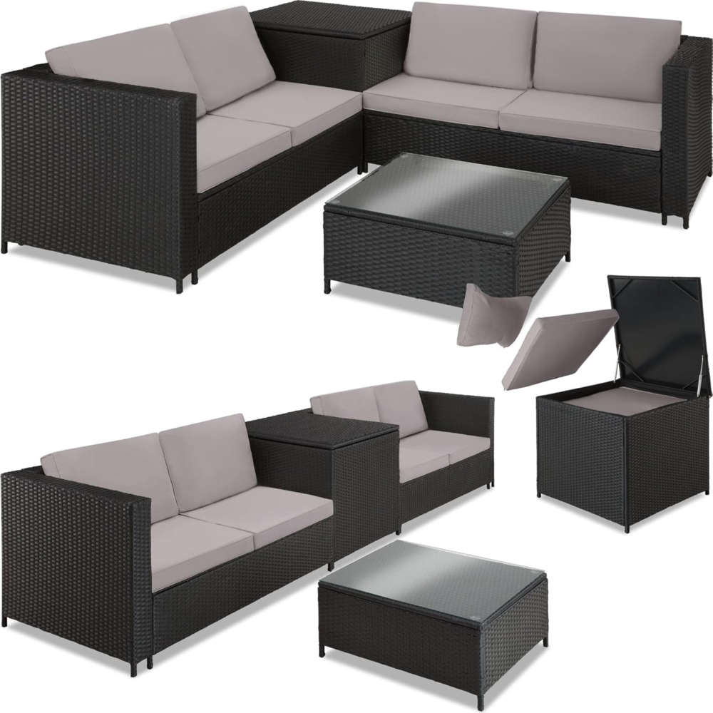 tectake Loungeset Rattan Lounge, (Set, 5-tlg), individuell kombinierbar Bild 1