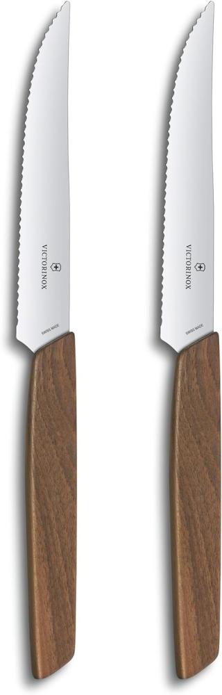 Victorinox Swiss Modern Steakmesser in Geschenkverpackung, 2-teilig, 12cm, Nussbaumholz Bild 1