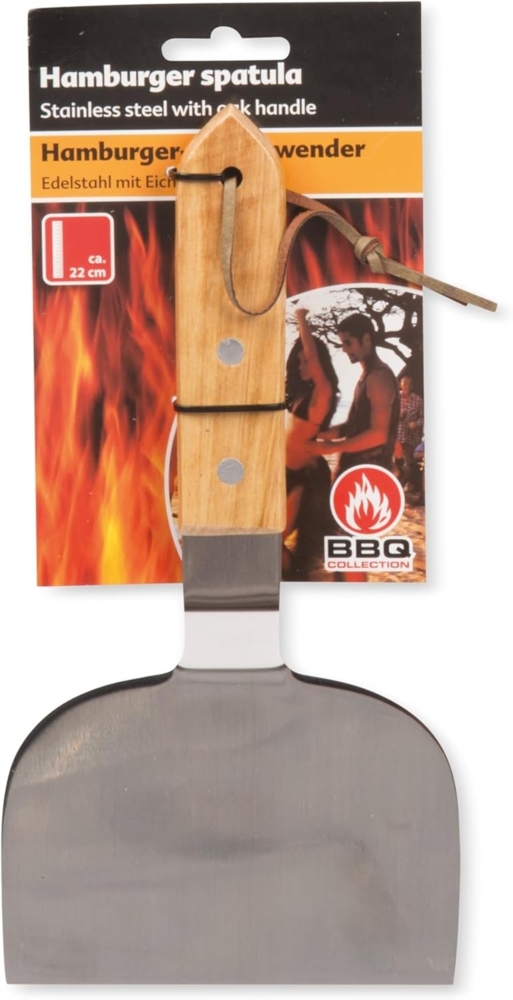 Hamburger-Bratenwender Edelstahl mit Eichengriff BBQ Grillwender Fleischwender, 22,5 cm Bild 1