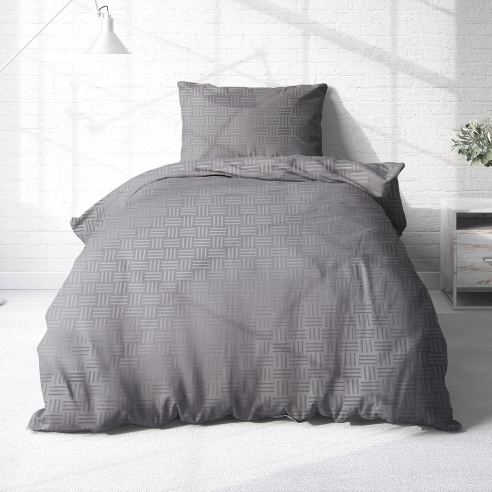 Träumschön Bettwäsche Premium Baumwolle 135x200 oder 155x220 cm, Damast Webart, Baumwolle, 2 teilig, mit Reißverschluss, luftig und leichte Sommerbettwäsche Bild 1