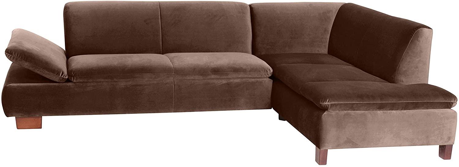 Terrence Ecksofa Samtvelours Braun Buche Nussbaumfarben Bild 1