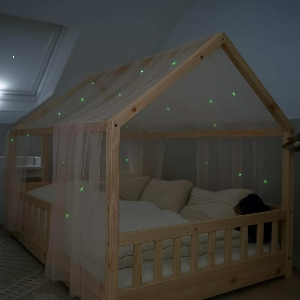 lilimaus Betthimmel Betthimmel fürs Hausbett mit Leuchtsternen nachtleuchtend, Magischer Betthimmel mit leuchtenden Sternen für traumhafte Nächte Bild 1