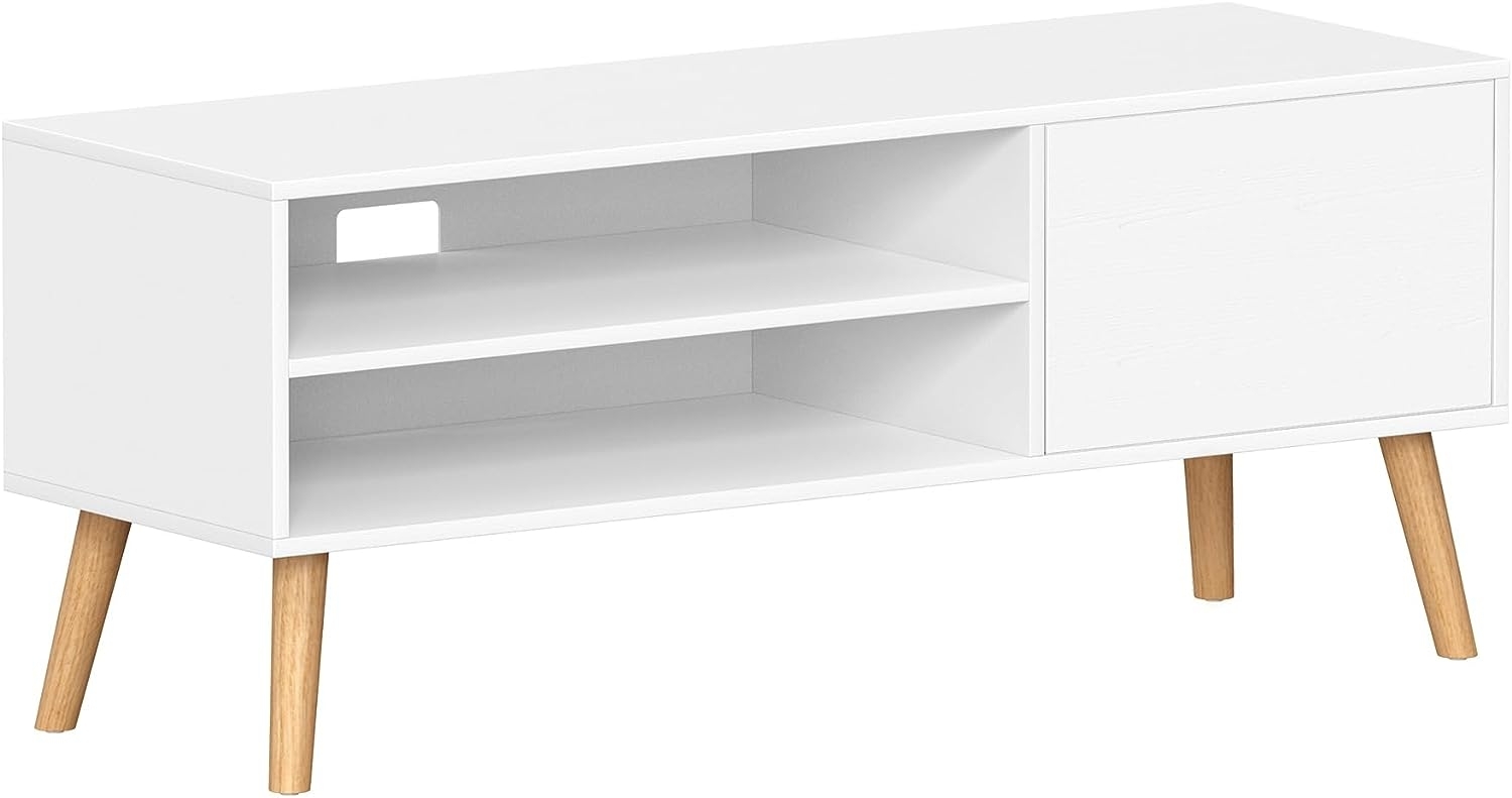 VASAGLE TV-Schrank, Lowboard, Fernsehschrank für Fernseher bis zu 55 Zoll, 120 cm lang, Fernsehtisch, für Wohnzimmer, Industrie-Design, weiß LTV120T46 Bild 1