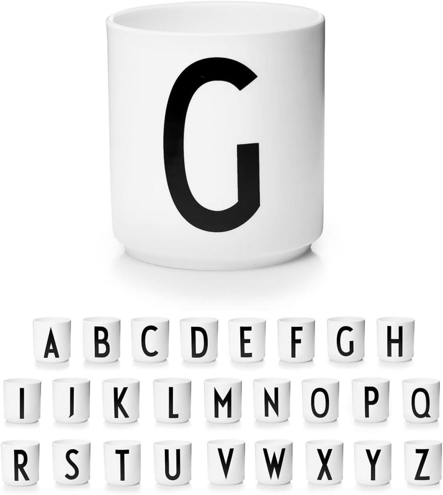 Design Letters Porzellan Kaffeetassen A-Z Weiß | Kaffeetasse | Geschenke für frauen, Männer | Verwendungals Zahnputzbecher, Teetasse | Dekorativ Design Tasse | Premium dekorativen Buchstaben becher Bild 1