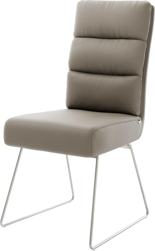 Esszimmerstuhl Pela-Flex Echt-Leder Schlamm Kufengestell Edelstahl Taschenfederkern Bild 1