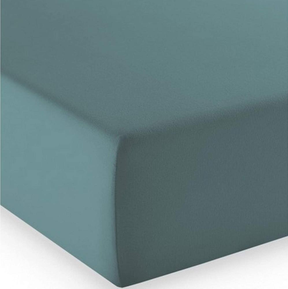 Fleuresse Mako-Jersey-Spannlaken comfort Farbe aqua 6078 200 x 200 Bild 1