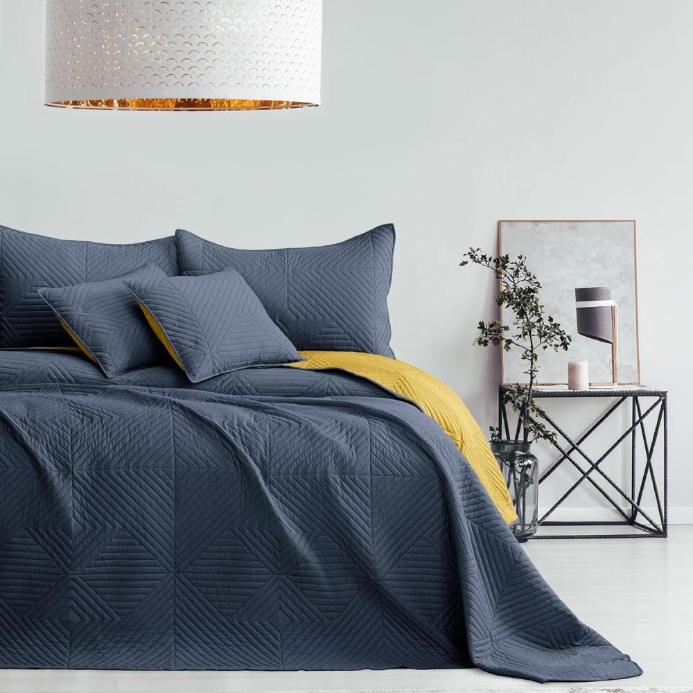 AmeliaHome Tagesdecke anthrazit honiggelb 220x240 Bettüberwürf zweiseitig Ultrasonic Steppung Polyester Softa Bild 1