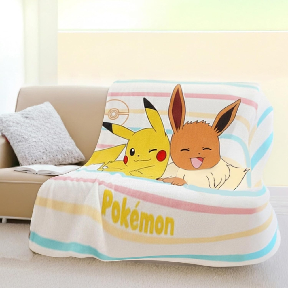 Pokemon Kuscheldecke für Kinder mit Pikachu Motiv MULTI | Große Tagesdecke Bunt | Maße: 160x200 cm Bild 1