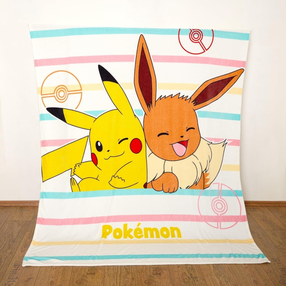 Pokemon Kuscheldecke für Kinder mit Pikachu Motiv MULTI | Große Tagesdecke Bunt | Maße: 160x200 cm Bild 1