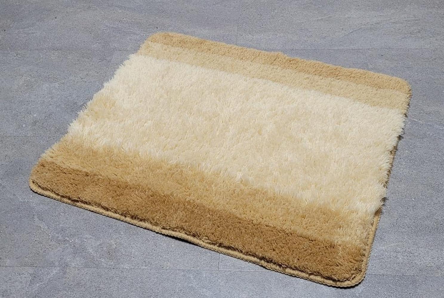 spirella Badematte | kuscheliger Hochflor | Rutschfester Badvorleger | viele Größen | waschbar 40° | 65x55 cm | Beige Bild 1