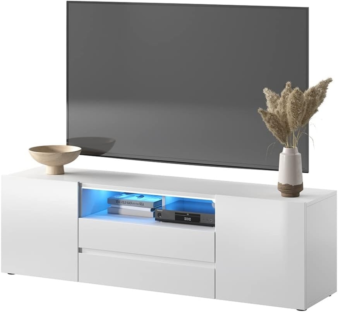 Selsey TV-Lowboard, weiß mit led, 42,5 x 137 x 34,5 Bild 1