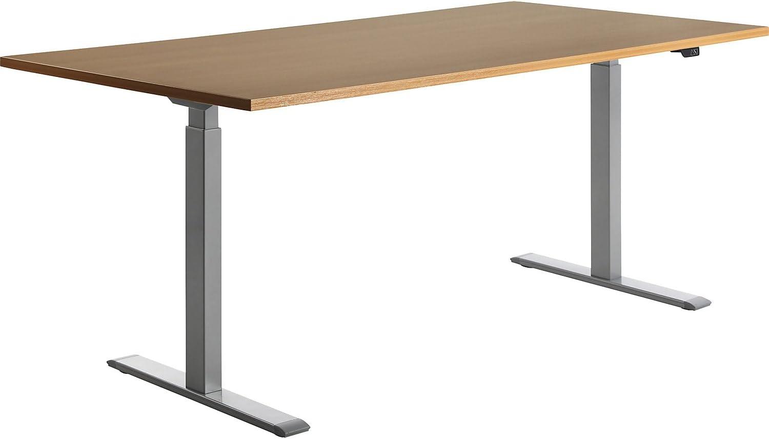 TOPSTAR | Schreibtisch | elektrisch höhenverstellbar | BxT 1800 x 800 mm | Platte Buche-Dekor | Gestell grau Bild 1