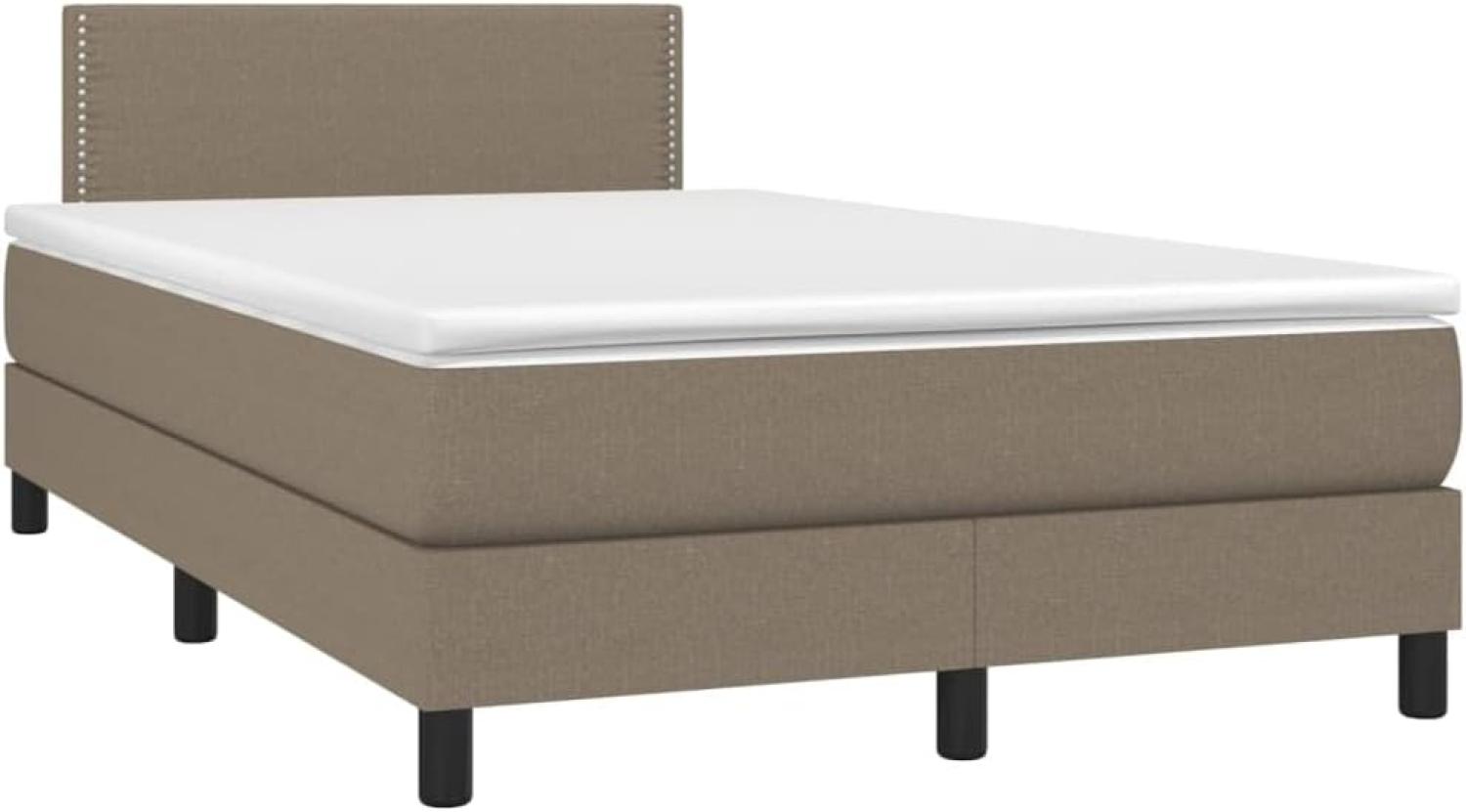 vidaXL Boxspringbett mit Matratze Taupe 120x200 cm Stoff, Härtegrad: H2 [3139965] Bild 1