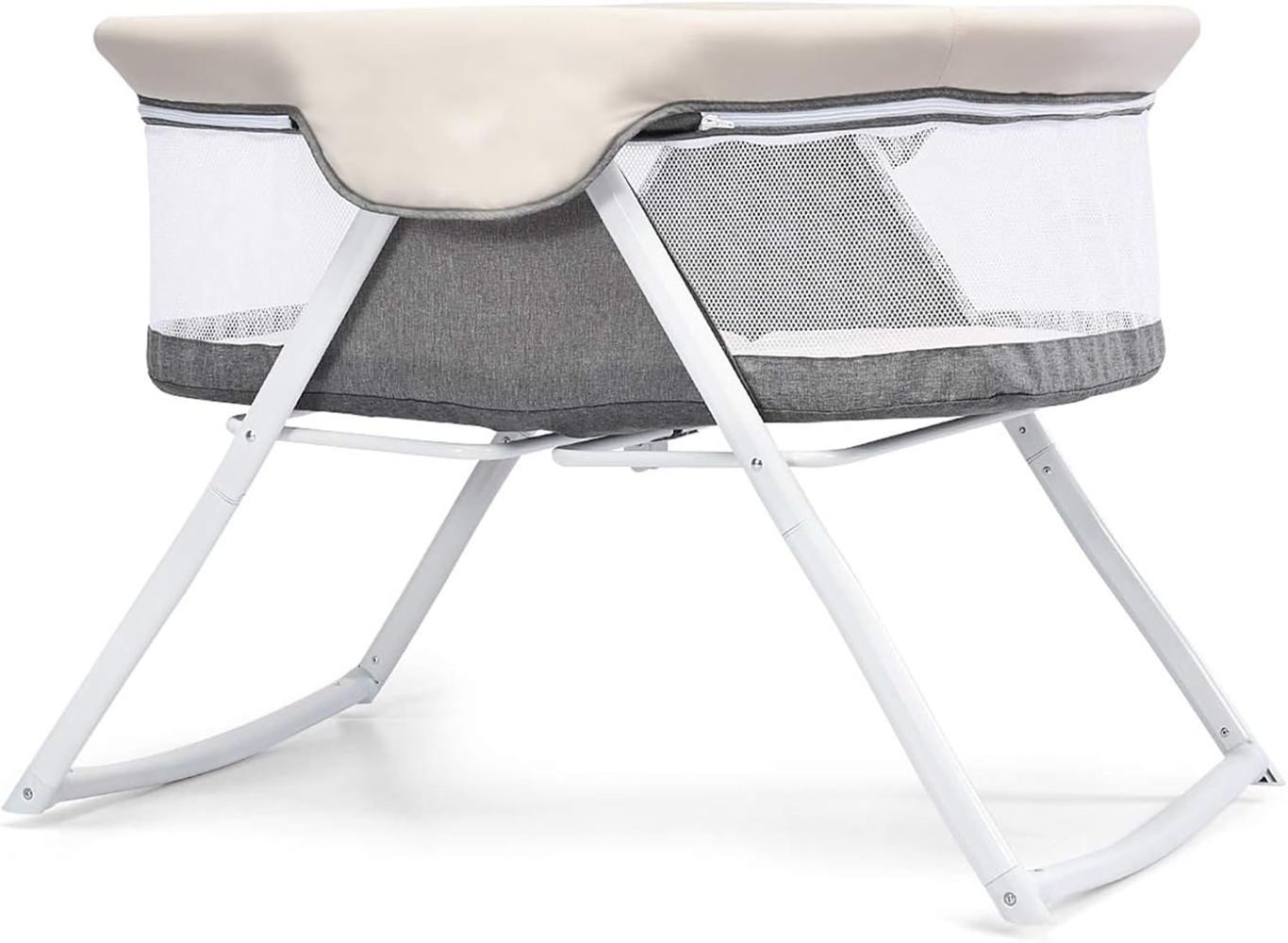 DREAMADE Stubenwagen, Beistellbett Baby, Babywiege mit Abnehmbarer & Waschbarer Matratze, Kinderbett ab Geburt bis 15kg, Babybett Klappbar, Babyschaukel, Schaukelwiege Baby Reisebett (Grau) Bild 1