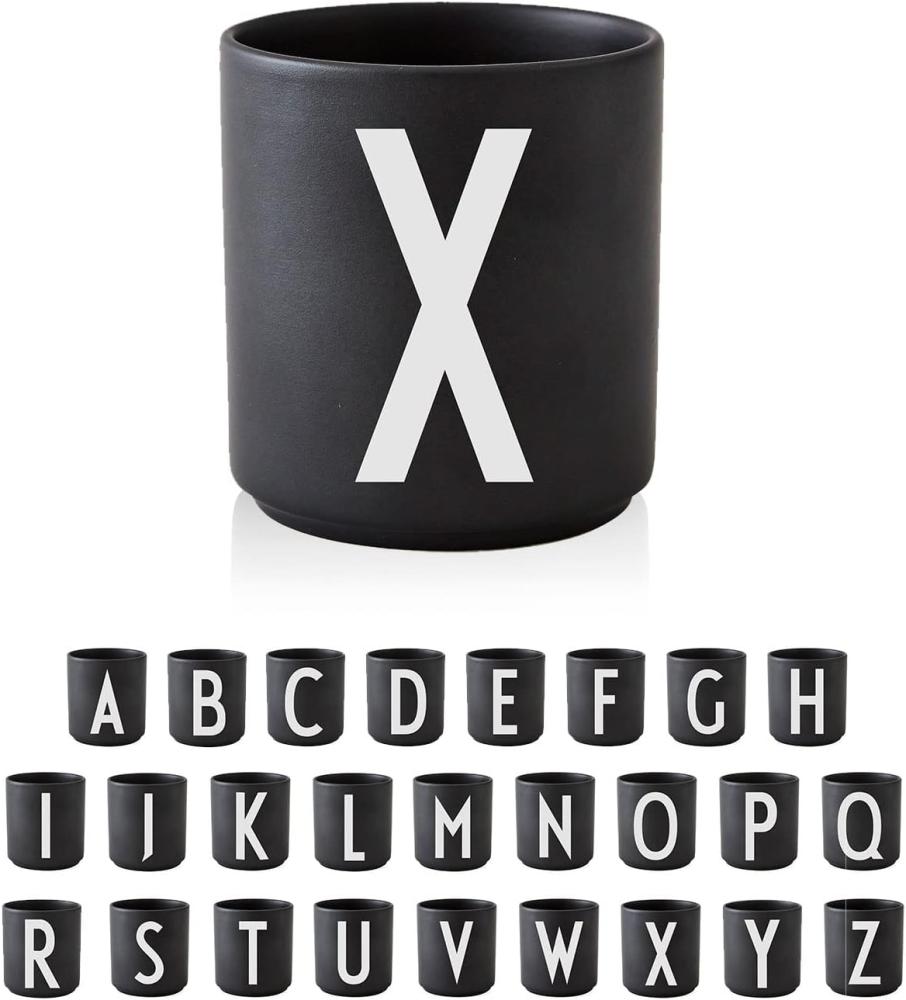 Design Letters Buchstaben Porzellan Kaffeetasse A-Z Schwarz | Weihnachten dekoration | Weihnachtsgeschenke für Frauen, Männer | Dekorativ Design Tasse in Premium Porzellan mit eingravierter Buchstabe Bild 1